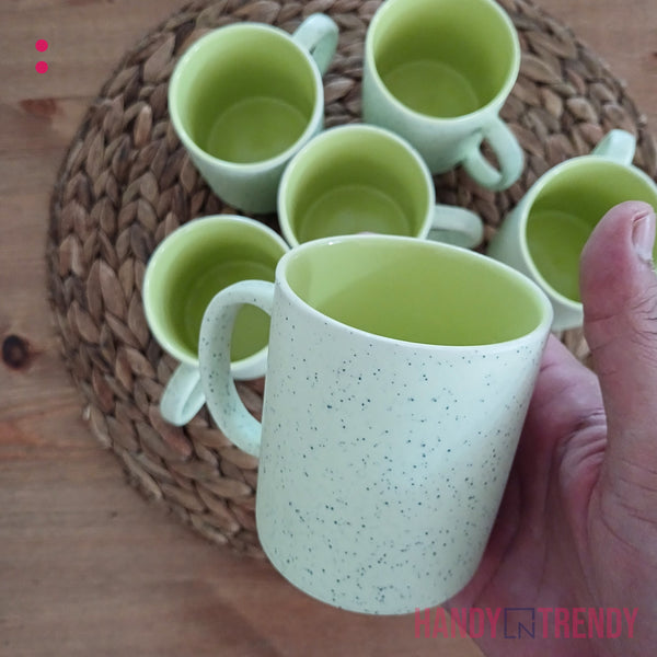 6pcs Ceramic Tea Cups - Mint Whisper