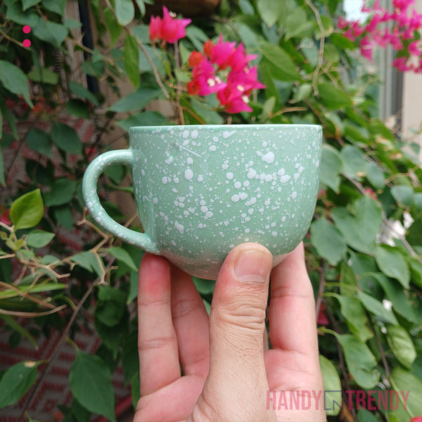 Moss Mist Ceramic Tea Cup Set – 6 Pieces