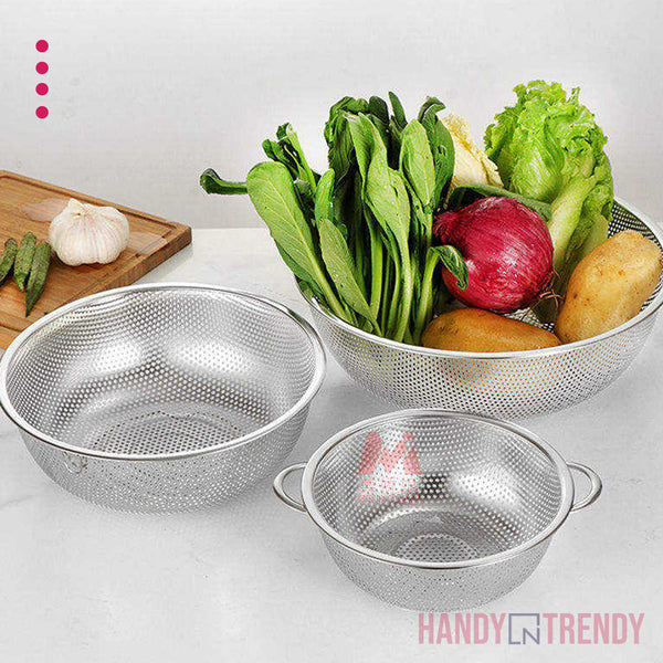 3pcs Stainless Steel Strainer Baskets – Durable & Versatile Kitchen Essential
