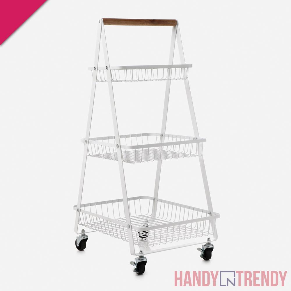 Multipurpose a shape trolley, metal trolley for kitchen and home, fruit and vegetable basket, metal mobile cart, multipurpose mobile cart
