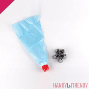 7pcs piping bag set, piping bags, baking nozzles, whip cream nozzles, stainless steel baking nozzles, baking tools, washable nozzles, handyntrendy, modern