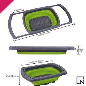 extendable sink basket, extendable fruit basket, fruit basket, sink basket, strainer basket, basket with stainer, kitchen accessories, kitchen tools