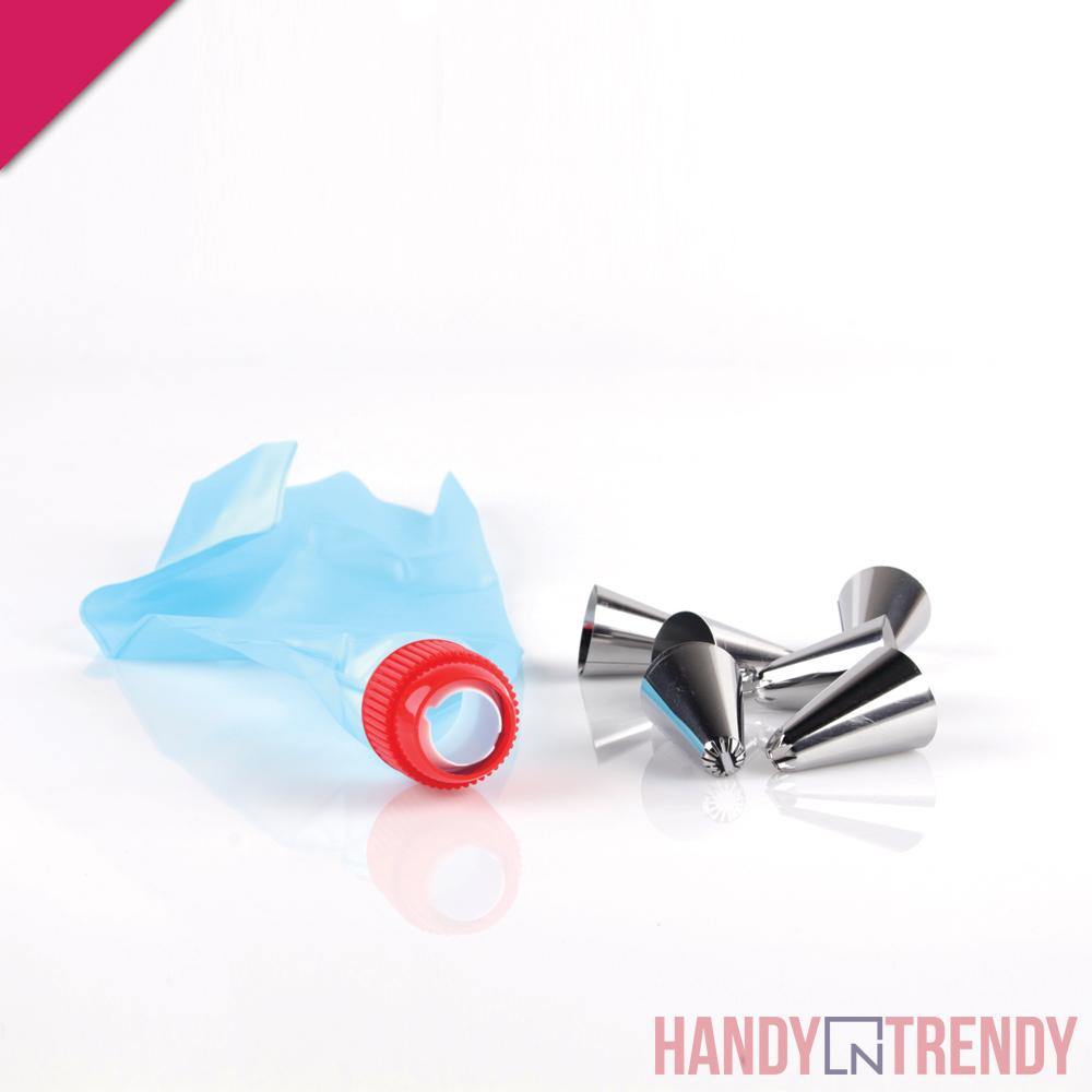 7pcs piping bag set, piping bags, baking nozzles, whip cream nozzles, stainless steel baking nozzles, baking tools, washable nozzles, handyntrendy, modern