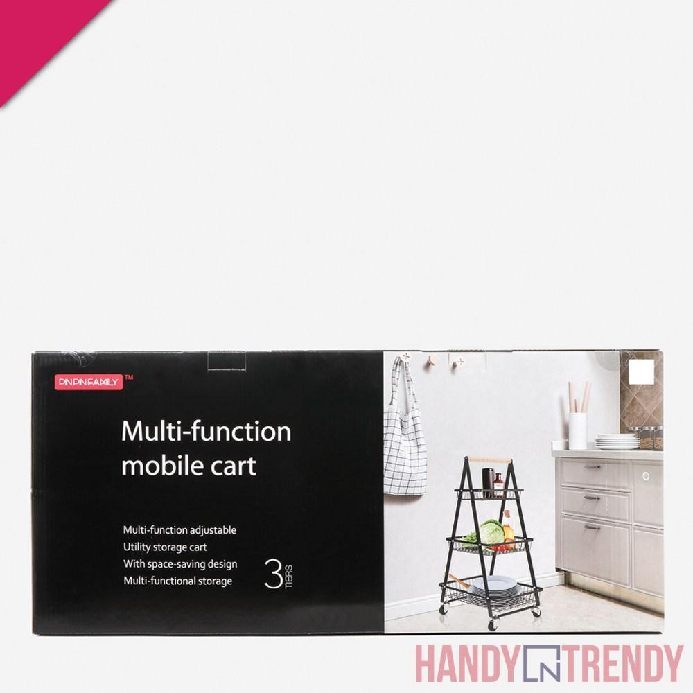 Multipurpose a shape trolley, metal trolley for kitchen and home, fruit and vegetable basket, metal mobile cart, multipurpose mobile cart