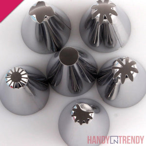 7pcs piping bag set, piping bags, baking nozzles, whip cream nozzles, stainless steel baking nozzles, baking tools, washable nozzles, handyntrendy, modern