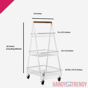 Multipurpose a shape trolley, metal trolley for kitchen and home, fruit and vegetable basket, metal mobile cart, multipurpose mobile cart